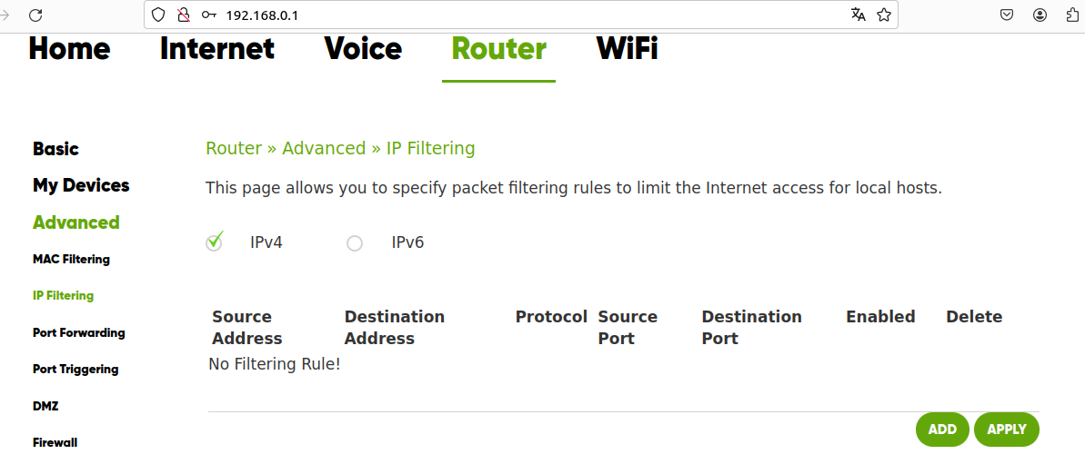 MIMO event illegal no filtering rule