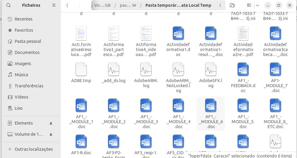 Ficheiros nas pastas temporárias do Windows: actividades formativas