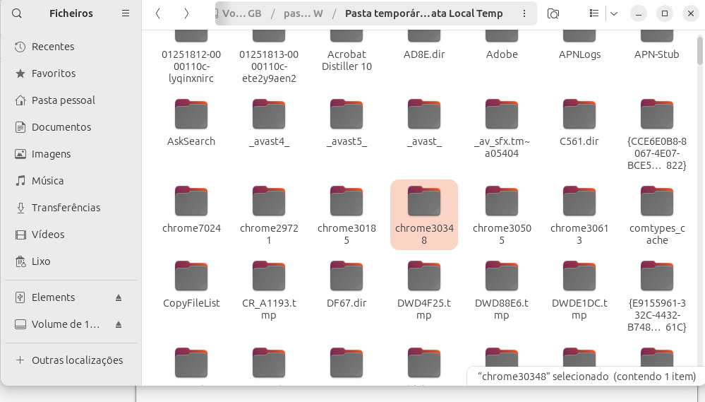 Pastas temporárias Windows pastas chrome e outras